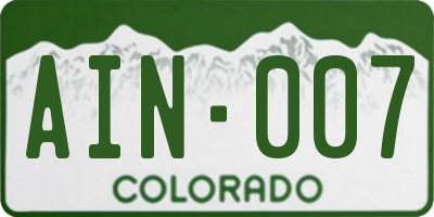 CO license plate AIN007