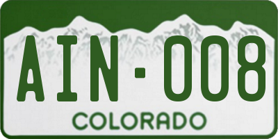 CO license plate AIN008