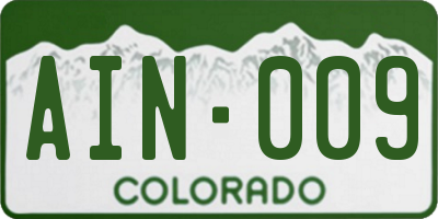CO license plate AIN009