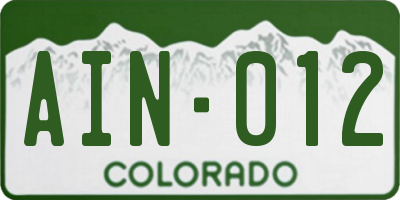 CO license plate AIN012