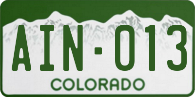 CO license plate AIN013