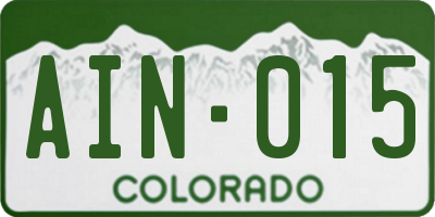 CO license plate AIN015