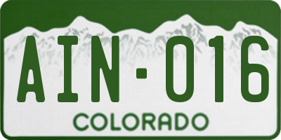CO license plate AIN016