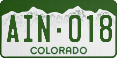 CO license plate AIN018