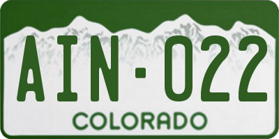 CO license plate AIN022