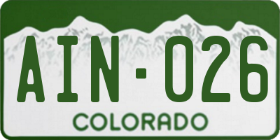 CO license plate AIN026
