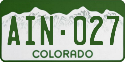 CO license plate AIN027