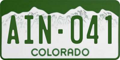 CO license plate AIN041