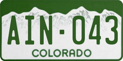 CO license plate AIN043