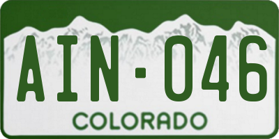 CO license plate AIN046