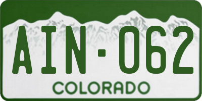 CO license plate AIN062