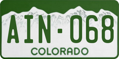CO license plate AIN068