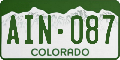 CO license plate AIN087