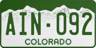 CO license plate AIN092