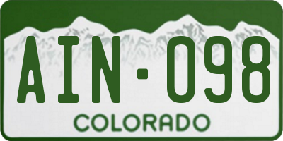 CO license plate AIN098