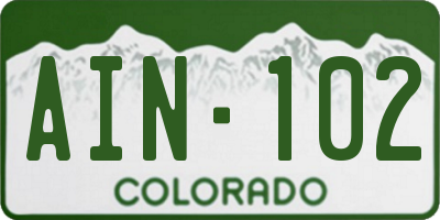 CO license plate AIN102