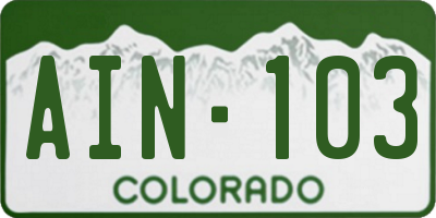 CO license plate AIN103