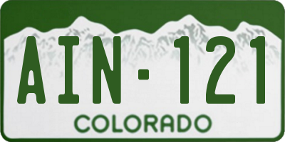 CO license plate AIN121