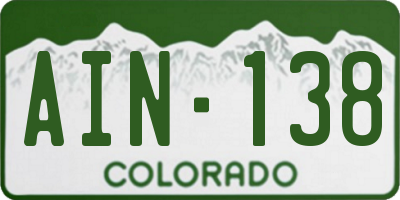 CO license plate AIN138
