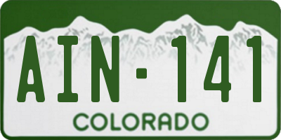 CO license plate AIN141