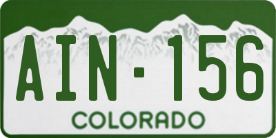 CO license plate AIN156