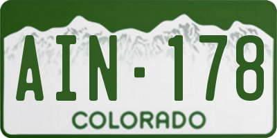 CO license plate AIN178