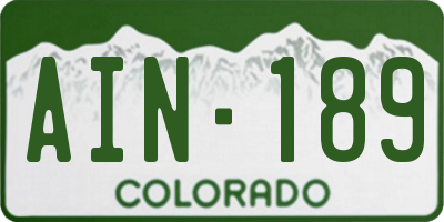 CO license plate AIN189