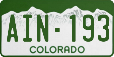 CO license plate AIN193