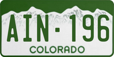 CO license plate AIN196