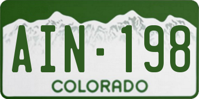 CO license plate AIN198