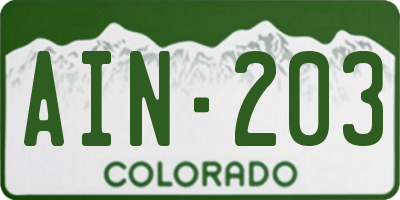 CO license plate AIN203