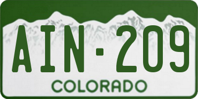 CO license plate AIN209