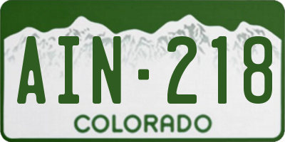CO license plate AIN218
