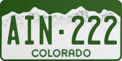 CO license plate AIN222