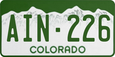 CO license plate AIN226