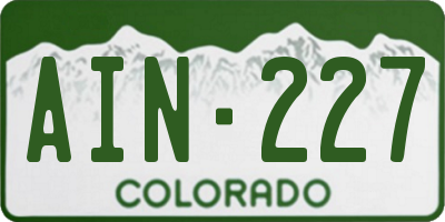 CO license plate AIN227