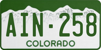 CO license plate AIN258