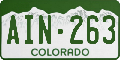 CO license plate AIN263