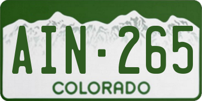 CO license plate AIN265