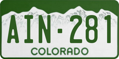 CO license plate AIN281