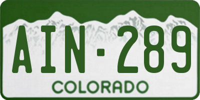 CO license plate AIN289