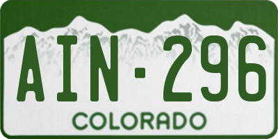 CO license plate AIN296