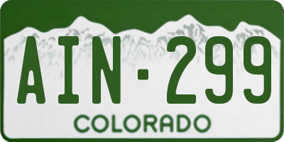 CO license plate AIN299
