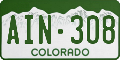 CO license plate AIN308