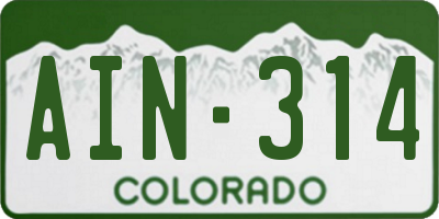 CO license plate AIN314