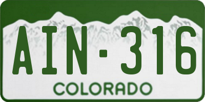 CO license plate AIN316
