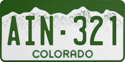 CO license plate AIN321