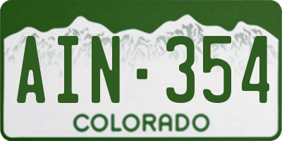 CO license plate AIN354