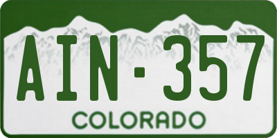 CO license plate AIN357