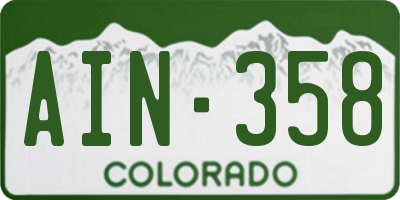CO license plate AIN358